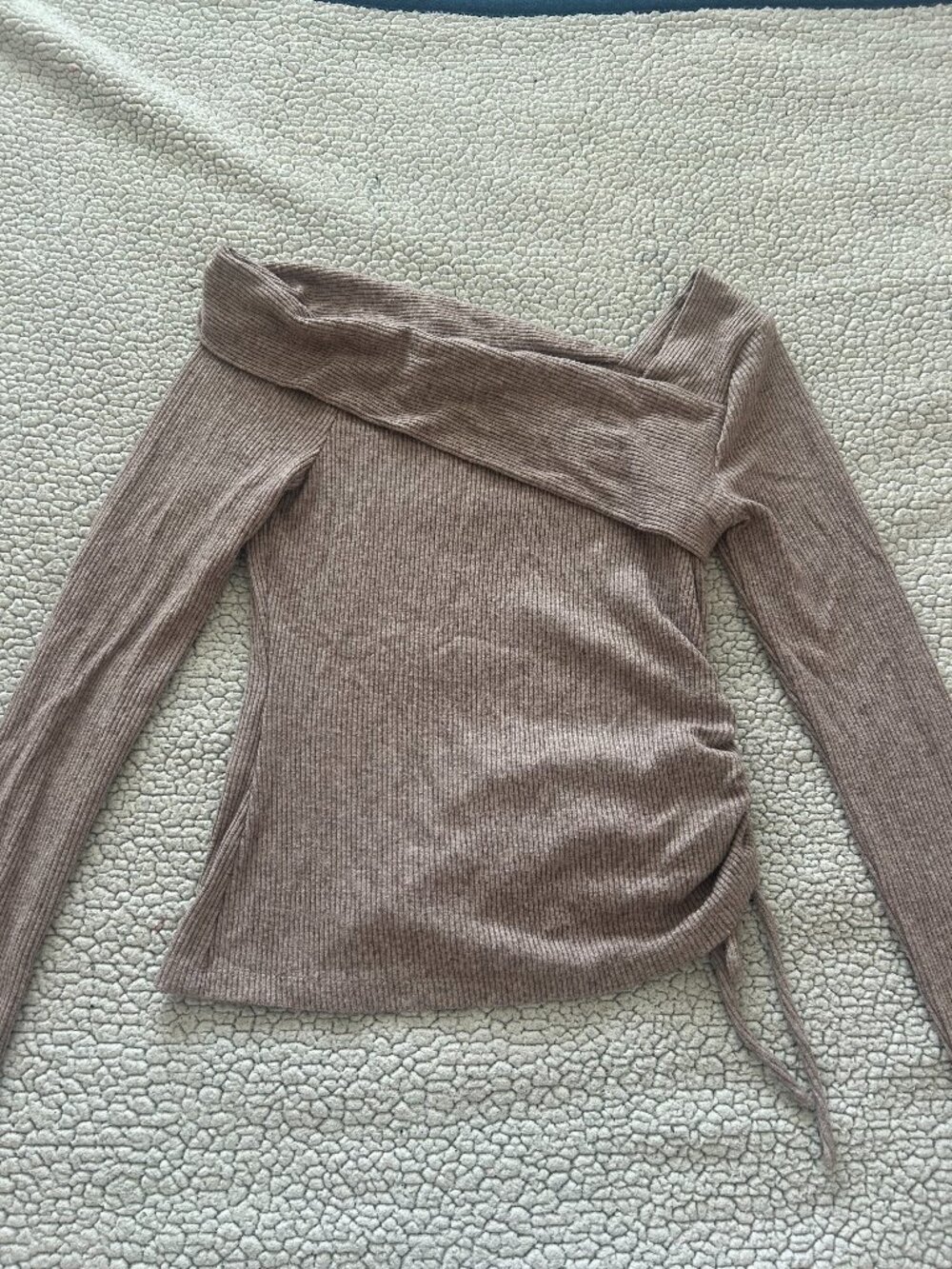White House Black Market -- light brown off the shoulder long sleeve sweater